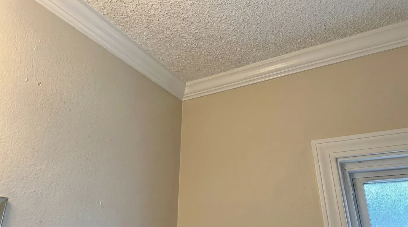 Same bathroom wall clean and repainted after mold remediation